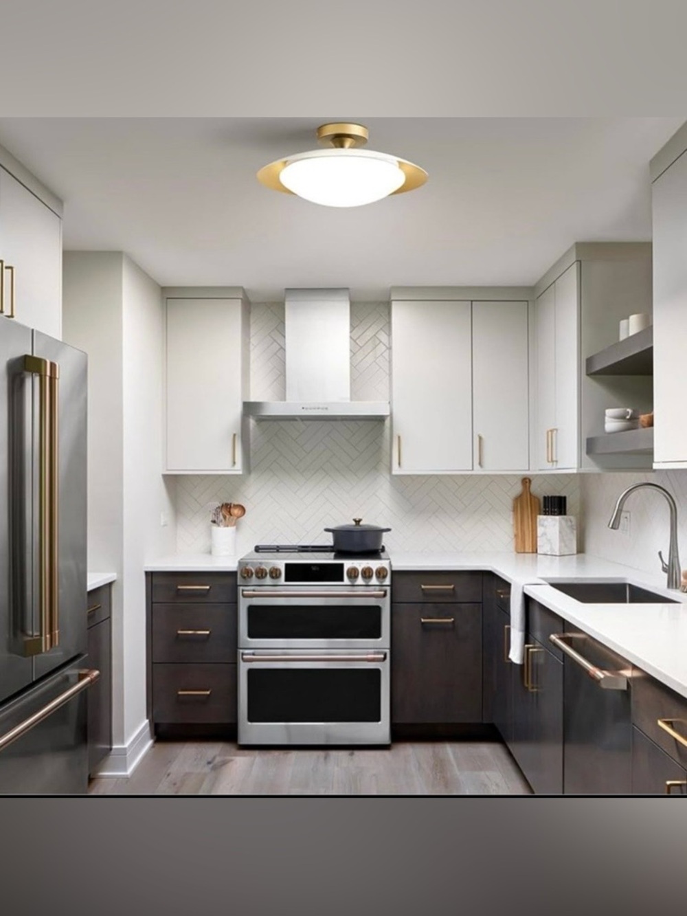 ZUYURT Small Dimmable Mid Century Modern Ceiling Light,5CCT LED White/Gold - Picture 5 of 9